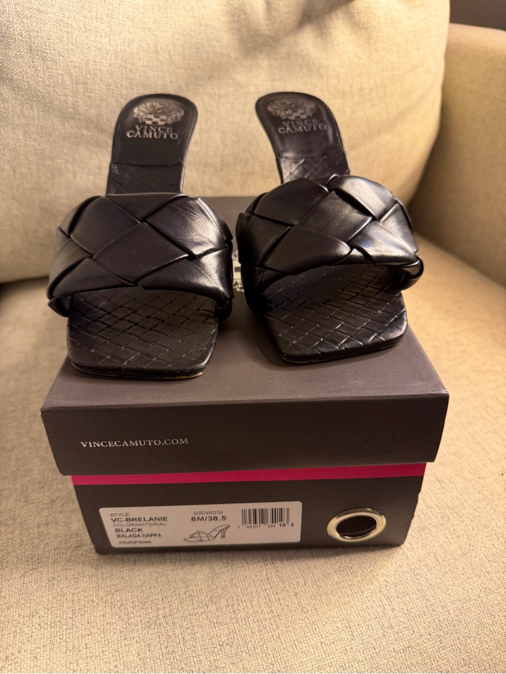 Vince Camuto Black Braided Square-Toe Slide Mairs